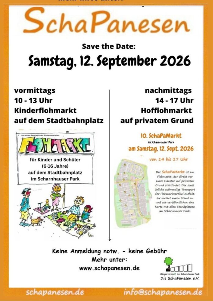 Plakat Kinderflohmarkt und SchaPaMarkt Scharnhauser Park Ostfildern