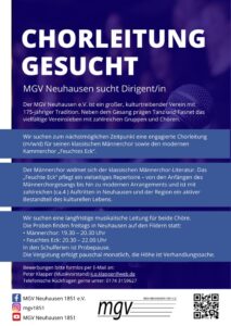 Plakat des MGV Neuhausen 1851: Chorleitung gesucht