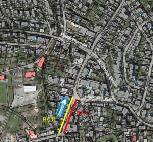 Luftbild mit den markierten Bauabschnitten und der Einbahnstraße an der Bonländer Hauptstraße