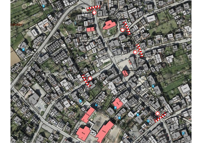 Lageplan der Straßensperrungen beim Kirchplatzfest in Filderstadt-Sielmingen