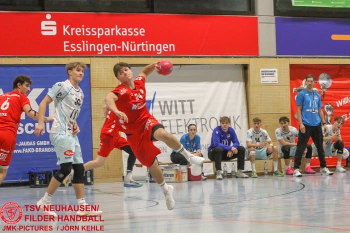 Handballspieler Glenn Baumann vom TSV Neuhausen/Filder im Spiel gegen Balingen-Weilstetten II