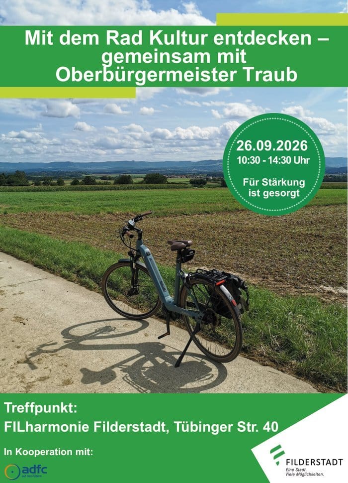 Plakat: Mit dem Rad Kultur entdecken – Radtour mit Oberbürgermeister Traub