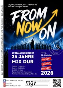 Plakat zum Jubiläumskonzert 25 Jahre MixDur des MGV Neuhausen 1851 im Oktober 2026