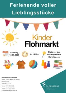 Plakat Kinderflohmarkt am 12. September 2026 an der Rundsporthalle Bernhausen