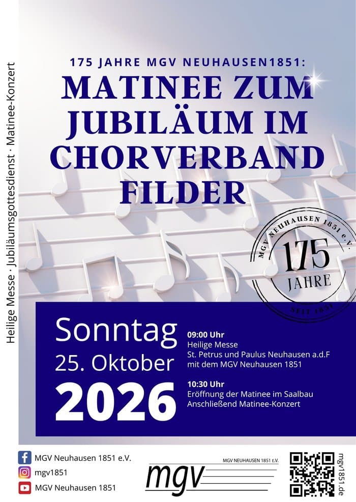 Plakat: Matinee zum 175-jährigen Jubiläum des MGV Neuhausen 1851