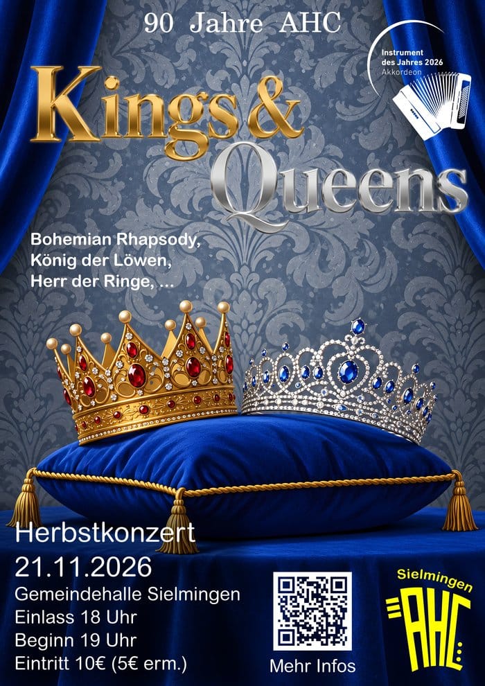 Plakat: Herbstkonzert „Kings & Queens“ des AHC Sielmingen