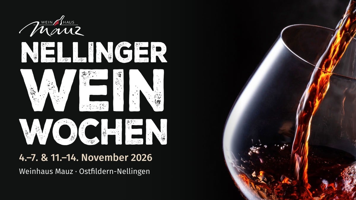 Nellinger Weinwochen 2026 im Weinhaus Mauz, Rotwein wird in ein Glas eingeschenkt