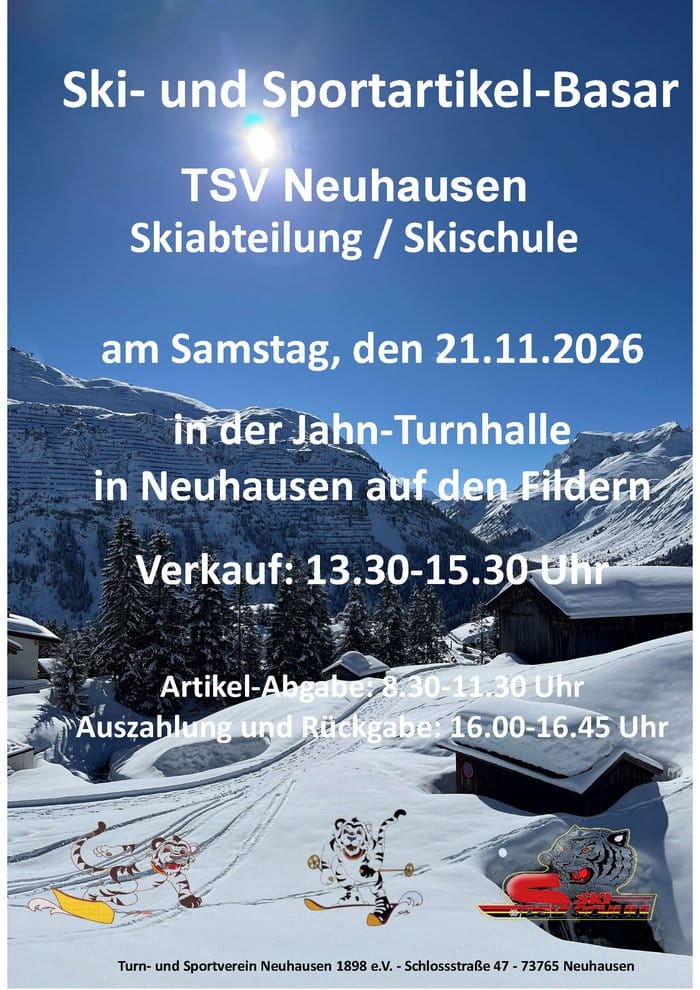 Plakat zum Skibasar des TSV Neuhausen/Filder am 21. November 2026